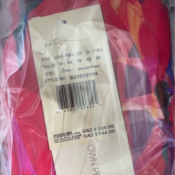 Gottex Paradise V-Neck Floral One Piece 14 Pink Swimsuit - Picture 8 of 9